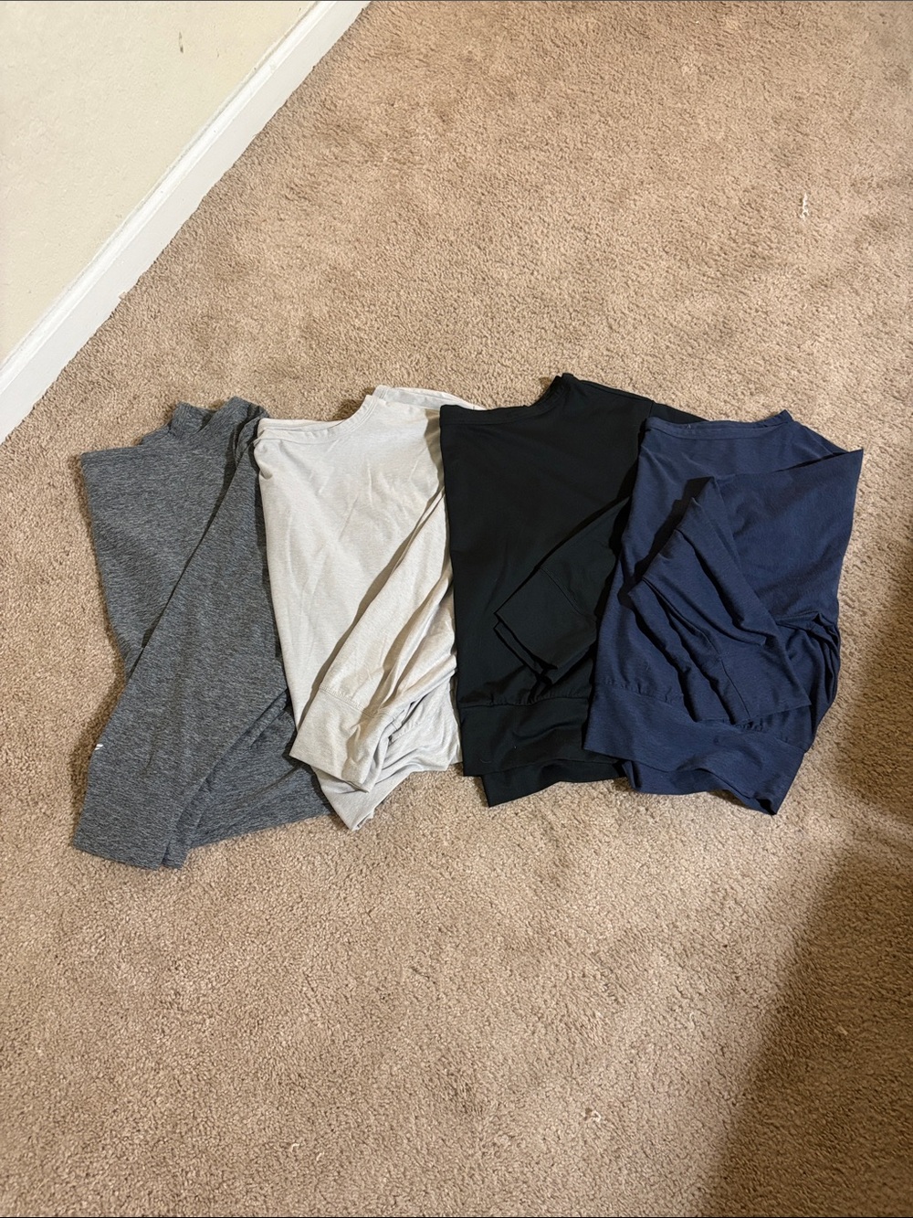 Fabletics Women’s off shoulder tight fitting Tops - Gray, Cream, Black, Navy